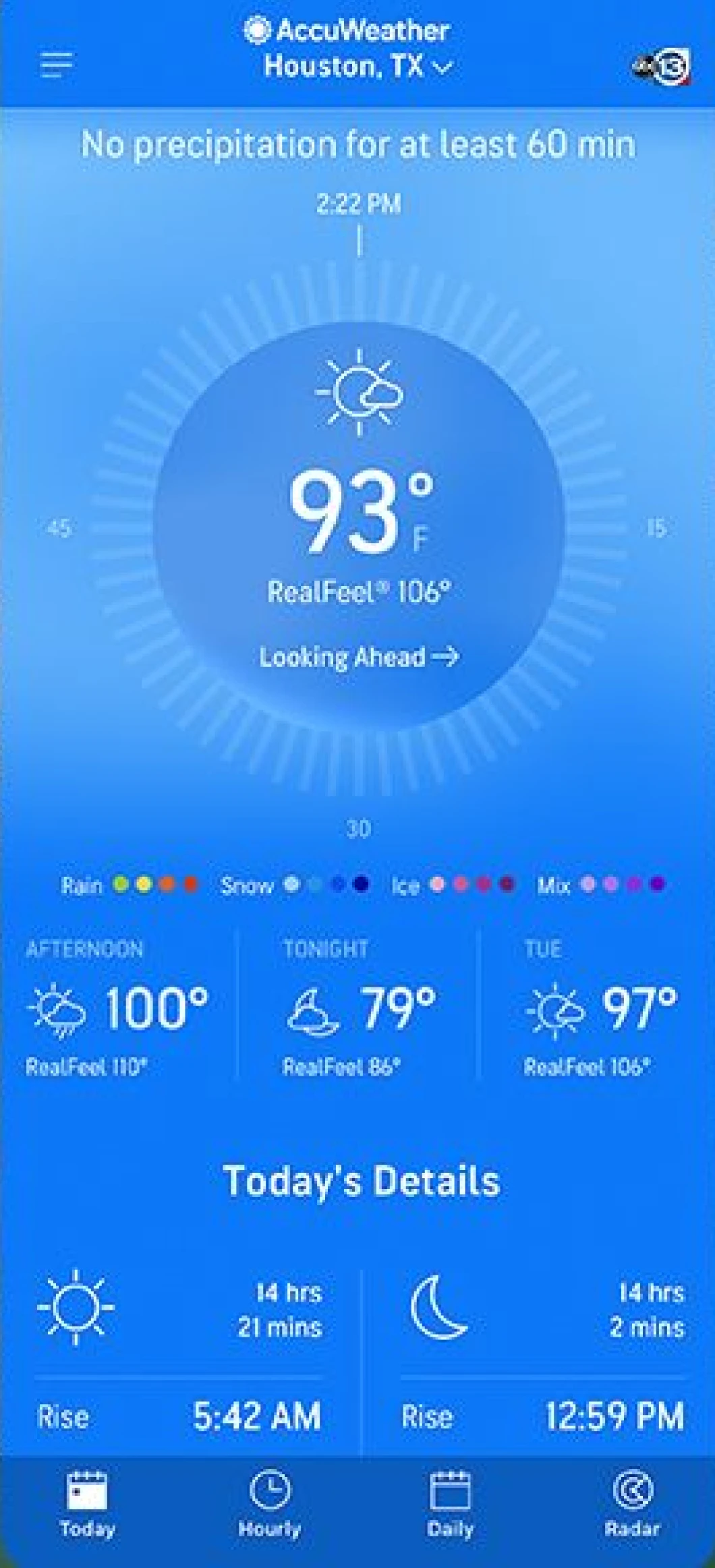 AccuWeather before redesign